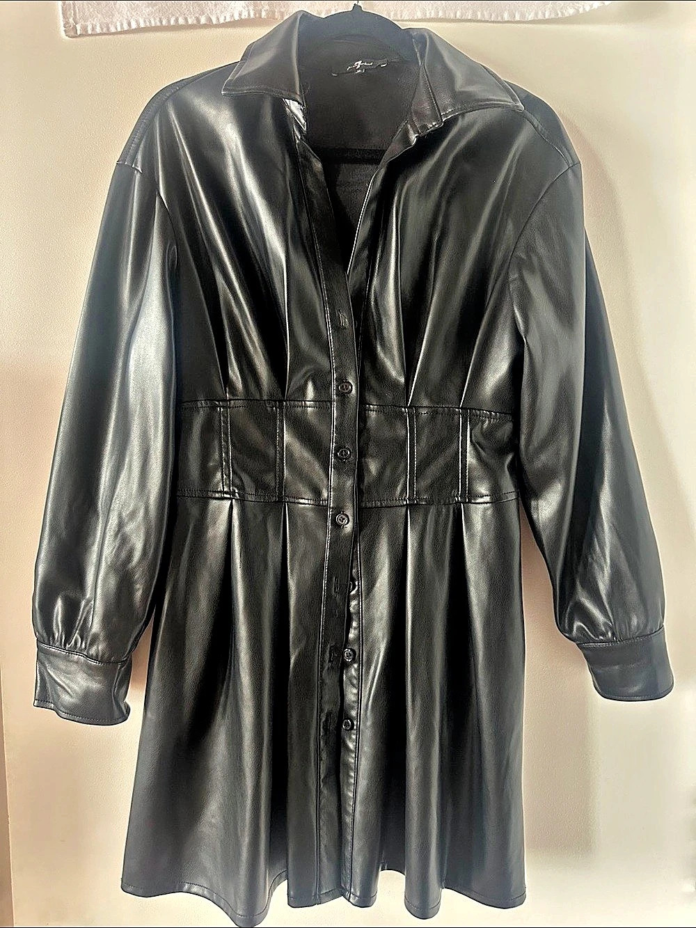 Black Faux Leather Shirt Jacket Size Medium